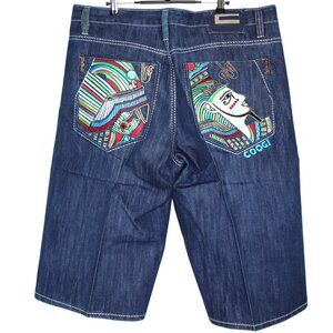 Vintage Coogi Mens 40 x 17 Y2K Pharaoh Embroidered Baggy Jorts Jean Shorts O916